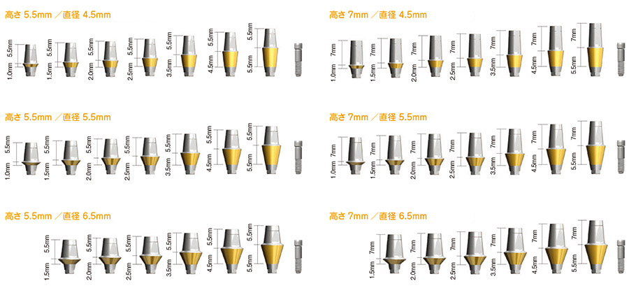 カップルアバットメント TiNコート ヘックス